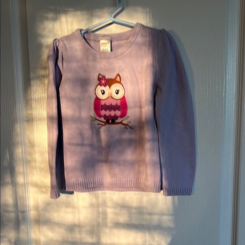 Girls' Purple Owl Sweater